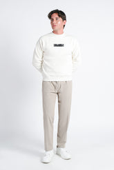 FELPA GIROCOLLO CON STAMPA PANNA